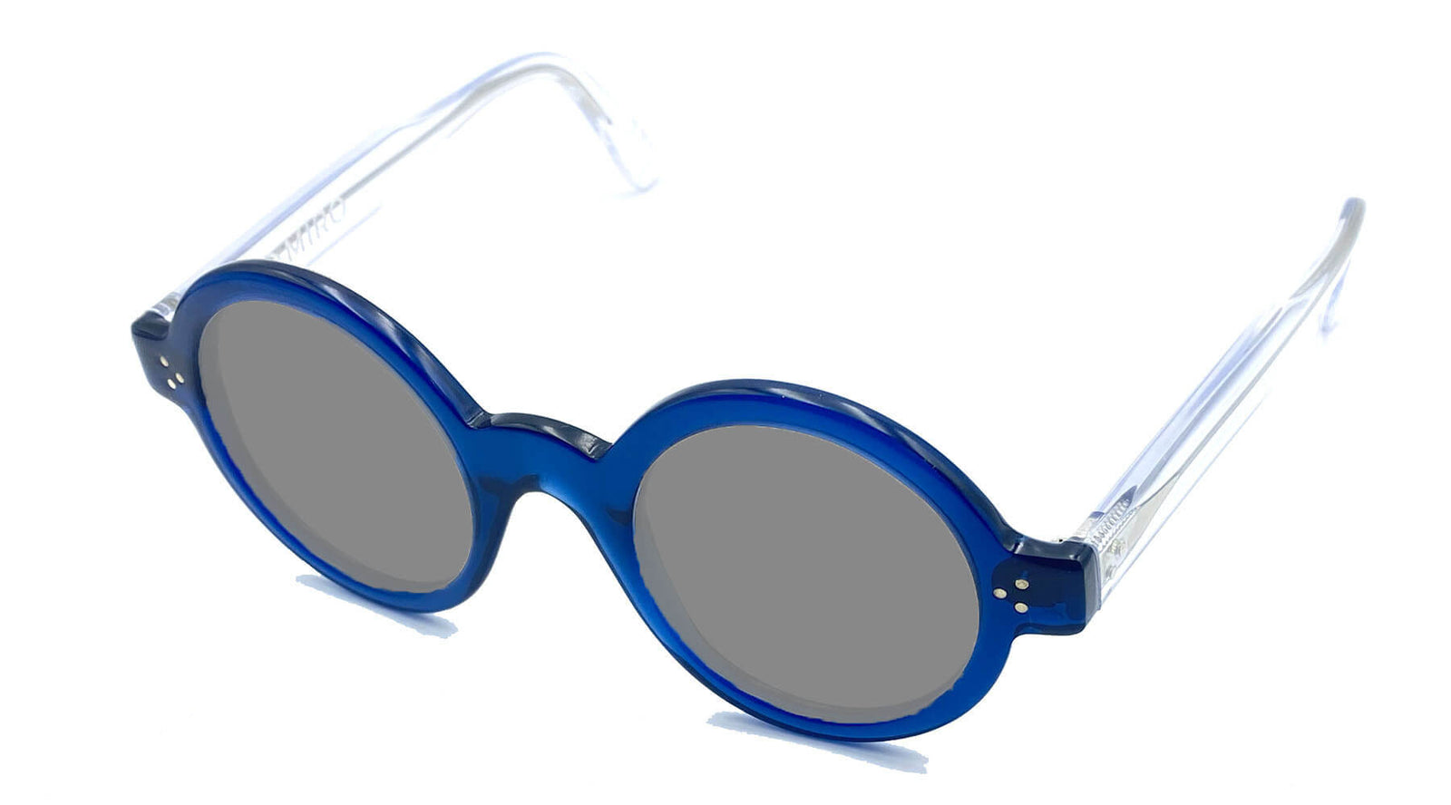 Lunettes De Soleil Vintage Mossimo Cavalier 024 - Argent Et Bleu, Forme Ovale, Neuves Avec étiquettes